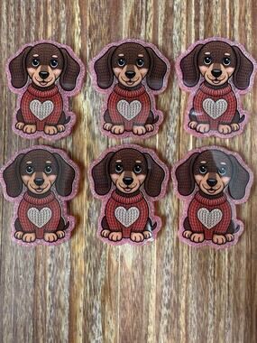6 Pc Sweater Dog Acrylic Flatbacks